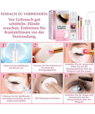 P-Beauty XL Eyelash Shampoo Kit - Eyelash Extension Cleansing Foam with 50ml Shampoo Eyelash Brush Cleaning Brush Dishwashing Bottle and 10 Hydrogel Pads | Care Kit - Buy Online on GoSupps.com