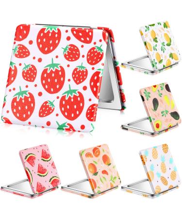 Vicenpal Compact Mirrors Small Pocket Mirror Fruit Design Mini Magnifying Portable Makeup PU Leather Double Sided for Women Girls Mother Kids Gift (6 Pcs) - Buy Online on GoSupps.com