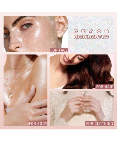 Highlighter Makeup Powder - Plush Peach Glitter Puff for Face Body & Hair | Shimmer & Shine Illuminator - Diamond Glow Pink (1 Count - Buy Online on GoSupps.com