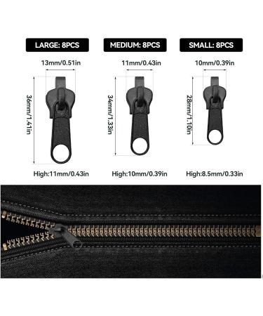 24 Pack Metal Zipper Replacement Set - Universal Zipper Pulls for Coats Suitcases & Backpacks - Black Zipper Repair Kit - Buy Online on GoSupps.com