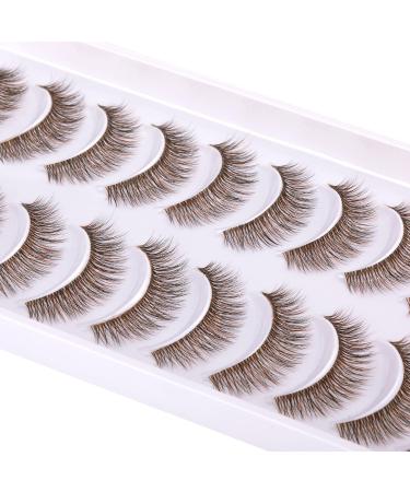 Geeneiya 13mm Short Brown Wispy Mink Lashes - 10 Pairs 3D Colored False Eyelashes for Natural Look - Buy Online on GoSupps.com