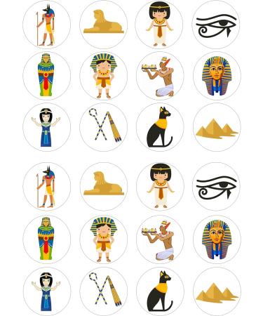 Egypt Pyramid Egyptians 24 edible PRE CUT style kids childrens party decorations Wafer Paper Cupcake Fairy Cake Toppers - Buy Online on GoSupps.com