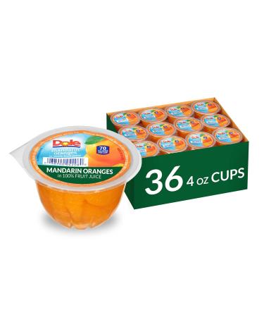 Dole Fruit Bowls Mandarin Oranges in 100% Juice, Gluten Free Healthy Snack, 4 Ounce 36 Total Cups (Pack of 36) 4 Ounce (Pack of 36)