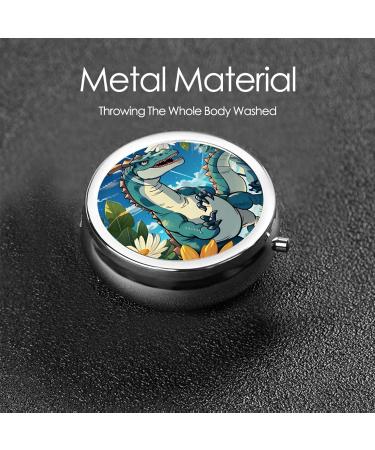 Cute Dinosaur Round Pill Box - 3 Compartment Organizer | Portable Travel Pill Box for International Shipping - Buy Online on GoSupps.com