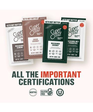 SuperFat Nut Butter Keto Snacks - Macadamia & Almond Fat Bomb for Energy & Metabolism - Gluten Free & Low Net Carb - 10 x 1.0 oz Box (MCT Probiotic) - Buy Online on GoSupps.com