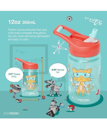 EcoVessel SPLASH Tritan Kids Water Bottle 12 oz - Science Cat - Buy Online on GoSupps.com