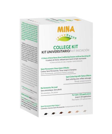 MINA ibrow Henna College Kit (6 Colors of ibrow Henna, Brow Conditioning Cleanser & Brow Nourishing Oil)