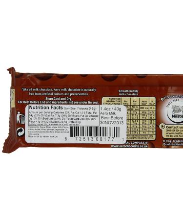 Nestle Aero Milk Chocolate Bar 1.4oz (27g), Pack of 12 - Delicious Airy Chocolate Treat - Buy Online on GoSupps.com