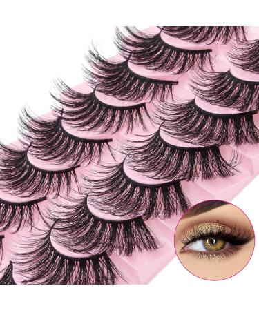 False Eyelashes Cat Eye Lashes Natural Fluffy Wispy Russian Strip Lashes 8D Faux Mink Volume Fox Eye Lashes Handmade Thick Soft Long Dramatic Fake Eyelashes 10 Pairs (HLY06) - Buy Online on GoSupps.com