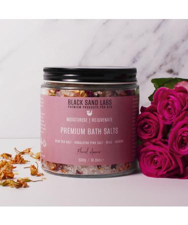 Black Sand Labs Premium Bath Salts for Her Luxury Blend of Dead Sea & Himalayan Pink Salt Rose Petals and Jasmine That Moisturises and Rejuvenates Skin Luxury Bath Salts for Women (Floral Amour)