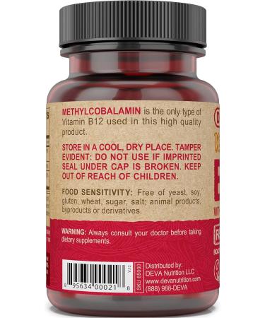 Deva Vegan Vitamin B12 Fast Dissolve Supplement - Once-Per-Day Complex with 1000 Mcg Methylcobalamin B12 Folic Acid B6 - Lemon Flavor - 90 Dissolvable Tablets 1-Pack - Buy Online on GoSupps.com