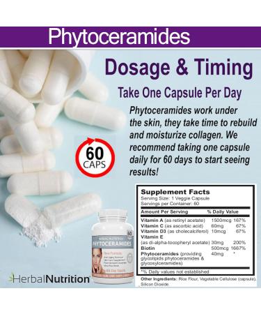 Herbal Nutrition Phytoceramides Rice Based with Biotin Vitamin A C D and E, 4 Bottle Pack 40mg - Buy Online on GoSupps.com