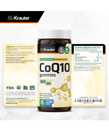 Buy CoQ10 Gummies for Adults - 200mg Coenzyme Q10 Antioxidant Supplement - 90 Vegan Chews - Buy Online on GoSupps.com