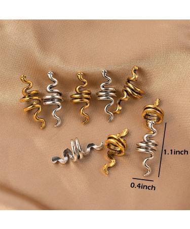 14 Pcs Snake Braids Coil Loc Hair Jewelry Set - Spiral Dreadlock Rings - Viking Metal Hair Clips for Braids Decoration - Silver and Golden Accessories for Women and Men - Buy Online on GoSupps.com