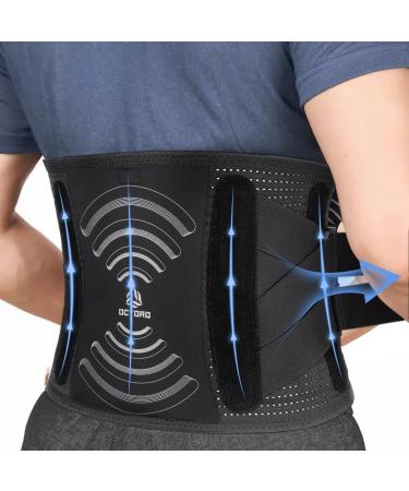 Back Brace for Men Women Lower Back Pain Relief with 7 Stays Adjustable Back Support Belt for Herniated Disc Sciatica Scoliosis Breathable Lumbar Support Brace with Hot &Cold Pad Therapy Pocket L/XL