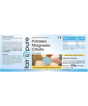 Fair & Pure Potassium-Magnesium Citrate - Vegan Essential Minerals - 180 Capsules for Optimal Health | International Shipping Available - Buy Online on GoSupps.com