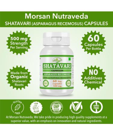 Natural and Pure Herbal Asparagus RACEMOSUS (Shatavari) Extract Capsules | Highest Potency 100% Herbal Product | Pack of 60 X 500 mg. Veg. Capsules (Pack of 2 Jar) - Buy Online on GoSupps.com
