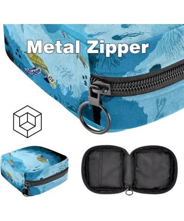 Portable Women's Binding-Up Bags | Menstrual Cup & Tampon Bags for Teens | Underwater Blue Turtle Design - Buy Online on GoSupps.com