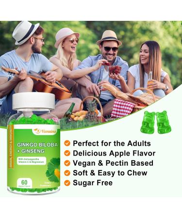 2 Packs 240mg Ginkgo Biloba Gummies Supports Healthy Brain Function Mood and Memory Support for Adults 120 Cts 60 Count (Pack of 2) - Buy Online on GoSupps.com