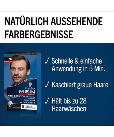 Black Head Men Anti-Gray Tint Gel 70 Dark Brown (3x80ml) | Natural-Looking Hair Color for Gray Coverage - Buy Online on GoSupps.com