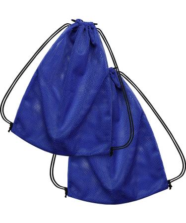 Mesh Drawstring Backpack Bag Multifunction Mesh Bag for Swimming, Gym, Clothes (Dark Blue)