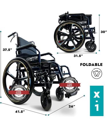 X-1 Special Edition ComfyGO Manual Wheelchair | Ultra-Light Quick-Detach Wheels | Comfortable Cushioning | Durable Aircraft-Grade Frame | User & Caregiver Brakes - (Blue Special Edition) Blue Special Edition - Buy Online on GoSupps.com