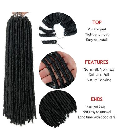 6 Packs 20 Inch Goddess Gypsy Locs Crochet Hair | Pre Looped Soft Faux Locs Dreadlock Extensions - Straight 1B (Pack of 6) - Buy Online on GoSupps.com