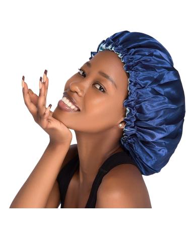 Buy Cospack Extra Large Adjustable Satin Sleeping Hood - Double Layer Turnable Silk Cap for Hair Care - Nany + L Blue - Buy Online on GoSupps.com