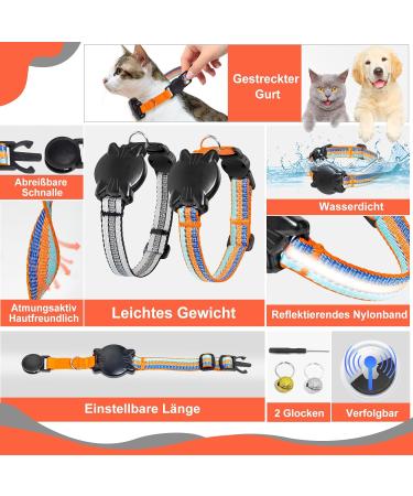 Waterproof Reflective Airtag Cat Collar | XS (18-23cm) - Safety Clasp Perfect for Kittens & Small Dogs - Buy Online on GoSupps.com