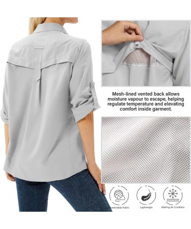 Anteef Women's UPF 50+ Long Sleeve UV Sun Protection Safari Shirt - Light Gray Small - Buy Online on GoSupps.com