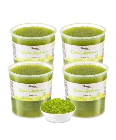 Inspire Food Green Apple Popping Boba for Bubble Tea - fruit pearls box with 4 cups of 3.2 kg - 100% vegetarian gluten -free without artificial dyes apple 4 x 3.2kg