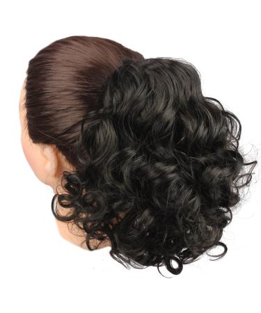 Riyang Women's Medium Long Curly Synthetic Ponytail Hair Extensions - Black | Premium Drawstring Hairpiece for Instant Volume and Style - Buy Online on GoSupps.com