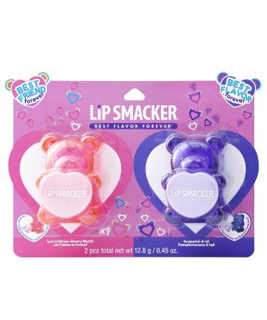 Lip Smacker BFF Sugar Bear Lip Balm Duo in Pink & Purple - Grapeful-4-U! & Luv U Straw-Beary Much! - Long-Lasting Hydration and Fruity Flavors! - Buy Online on GoSupps.com