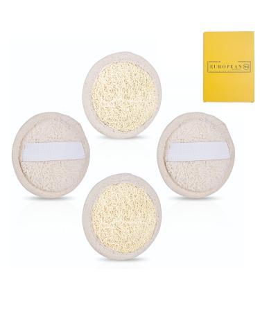 EUROPEAN M6 Premium 4 PCS Facial Loofah Pads Natural Face Exfoliator Pad Cleanser Sponges for Clean and Vibrant Facial Skin (4 Pack)