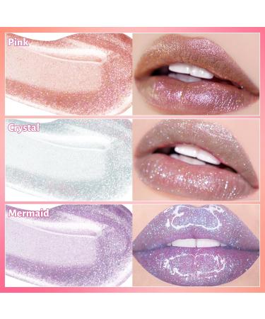 UCANBE 3 Reflective Color Lip Glow Oil | Intense Moisture Lip Oil - Non-Sticky Gloss for All-Day Wear in Pink Crystal & Mermaid Colors - Buy Online on GoSupps.com
