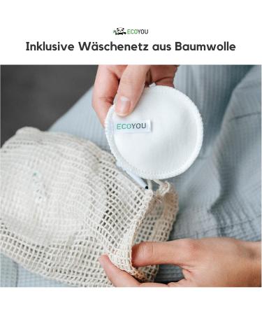 Ecoyou Washamm Sleeping Pads - 10 Organic Cotton Reusable Pads for Sustainable Facial Care | Includes DIY Recipes & Laundry Net - Buy Online on GoSupps.com
