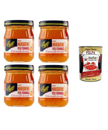 Biffi Mandarin sauce for cheese Sauce à la mandarine pour fromage 4 x 100 gr+ Italian Gourmet Pulp 400 g