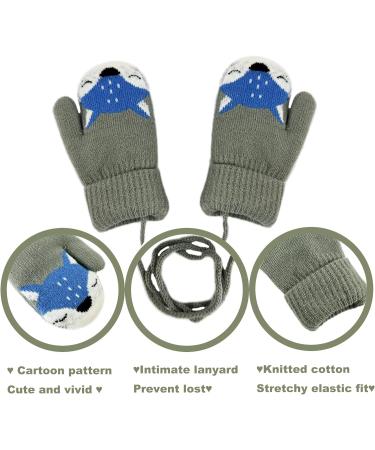 BEISIJIA Toddler Kids Cartoon Winter Knitted Mittens with String - Grey - Buy Online on GoSupps.com
