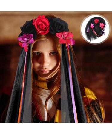 Beaupretty Halloween Rose Headband Flower Veil Headband Skull Hair Band Day of The Dead Headpiece Mexican Flower Headband Multi - Buy Online on GoSupps.com