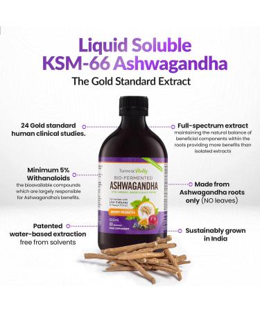 Organic Ashwagandha KSM-66 Liquid with Turmeric Probiotics & Enzymes - Mood & Gut Support - Berry Passion Flavor - Buy Online on GoSupps.com
