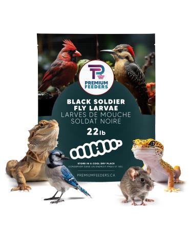 22lb - Dried Black Soldier Fly Larvae by Premium Feeders Dried mealworms Alternative Treats for Chicken Hens Duck Bird Lizard Tortoise Fish High Calcium & Protein All Natural BSF