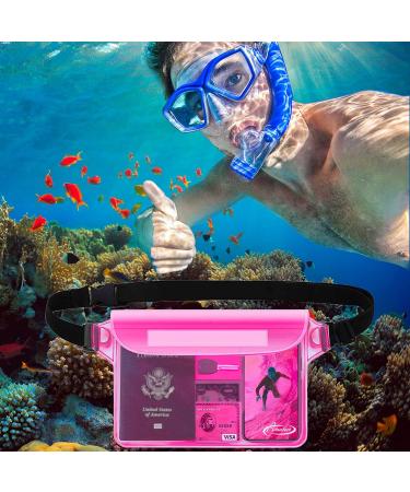 AiRunTech Waterproof Pouch with Waist Strap (2 Pack) - Keep Phone and Valuables Safe & Dry | Ideal for Beach, Boating, Swimming, Snorkeling | Black + Pink - Buy Online on GoSupps.com