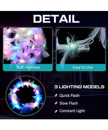 30 Pcs LED Light Up Headband Colorful Feather Crown for Women - Cute Flashing Flower Wreath Headbands for Girls Birthday Party - Buy Online on GoSupps.com