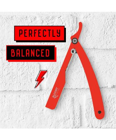 Bloony Laser Collection: Professional Free Hand Razor & 10 Derby Platinum Blades - Italian Design 2021 (Rosso) - Premium Stainless Steel International Shipping - Buy Online on GoSupps.com