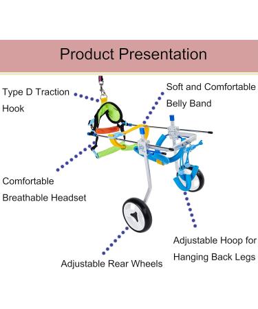 HeoBam Pet Wheelchair for Handicapped Hind Legs Small Dog Cat Doggie Two Wheels Adjustable Dog Wheelchair cart 7 Sizes for hind Legs Rehabilitation (S) - Buy Online on GoSupps.com