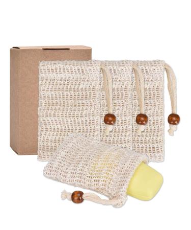Pretop 4x soap bags organic soap bag sisal soap cute nature foaming and drying the soap peeling massage soap bag |Soap sack |Soap remains |Soap pocket - Buy Online on GoSupps.com