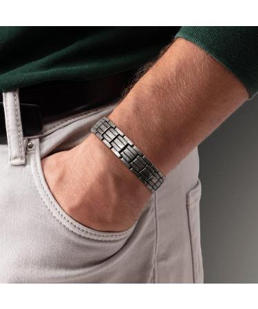 Jeroot Magnet Hard Band Men | Titanium Steel Magnetic Bracelet Healing | Ultra-Strength Adjustable 3500 Gauss Bracelet with Gift Box - Buy Online on GoSupps.com