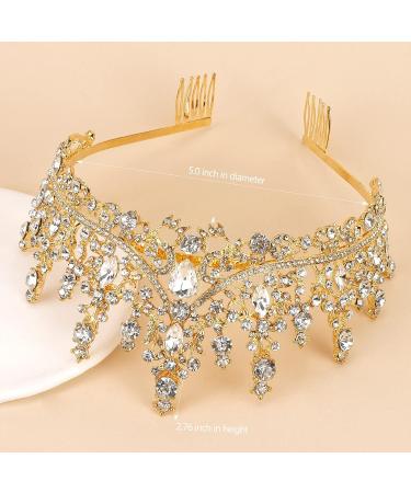 Tobatoba Gold Crown for Women - Crystal Tiara for Birthday, Wedding, Prom, Quinceanera & Halloween Cosplay - Buy Online on GoSupps.com