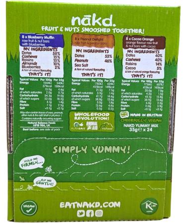 Cereal Bars Multipack with Nakd Yummy Mix Bars 24x 35g | Healthy Snacks for Kids and Adult | Gluten Free | Suitable for vegetarians | On The Go Snacks - Buy Online on GoSupps.com