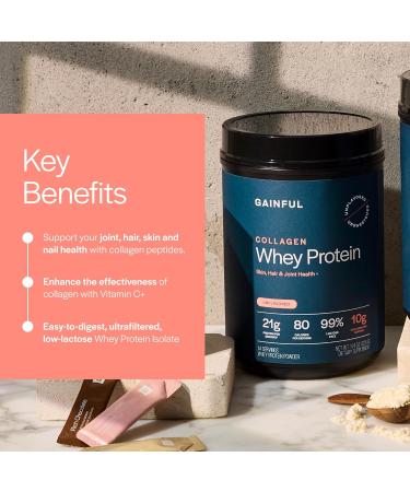 Gainful Collagen Whey Protein Powder & Neapolitan Flavor Bundle 21g Protein Supports Muscle Recovery Joint Health & Skin Hydration with Grass-Fed Collagen Peptides 14 Servings + 14 Flavor Sticks - Buy Online on GoSupps.com